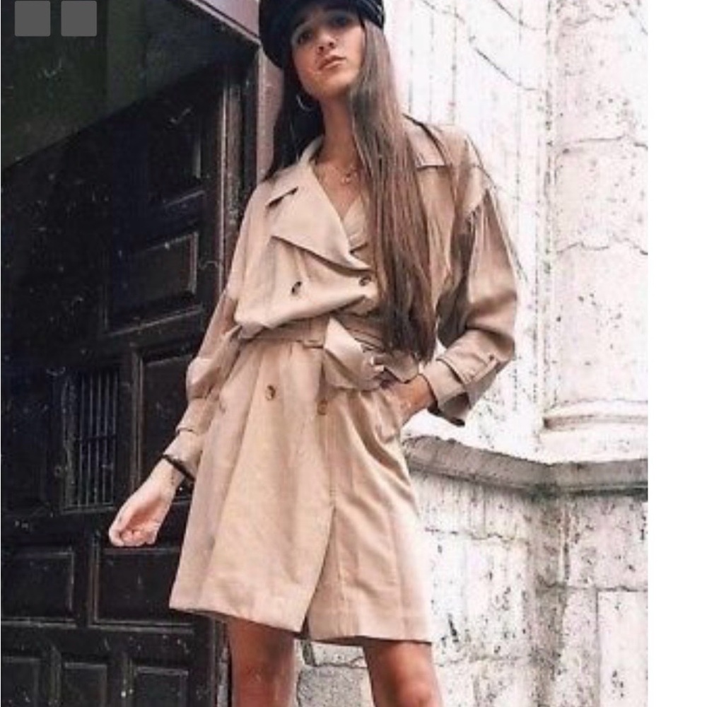 ZARA oversized drop-shoulder trench coat dress
